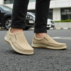 Men’s Beige Soft-Touch Medicated Loafer Suede Jogger | Non-Slip Ergonomic Sole – Pure Handmade Comfort