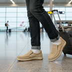 Men’s Beige Soft-Touch Medicated Loafer Suede Jogger | Non-Slip Ergonomic Sole – Pure Handmade Comfort