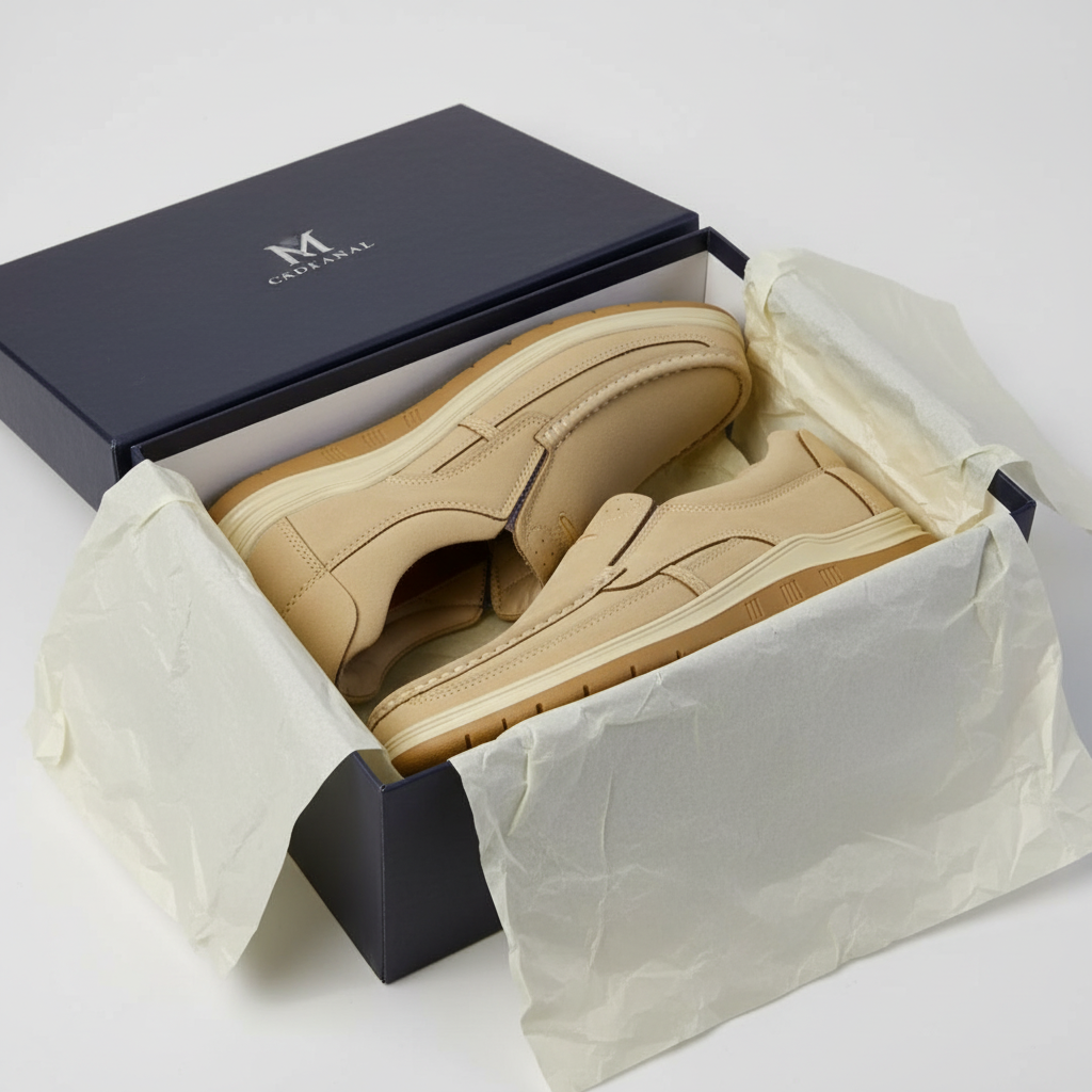 Men’s Beige Soft-Touch Medicated Loafer Suede Jogger | Non-Slip Ergonomic Sole – Pure Handmade Comfort