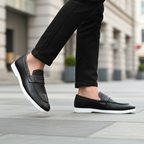Men’s Sleek Black Formal Hybrid Loafer | Hand-Stitched Artisan Detail – Versatile Daily Wear Comfort
